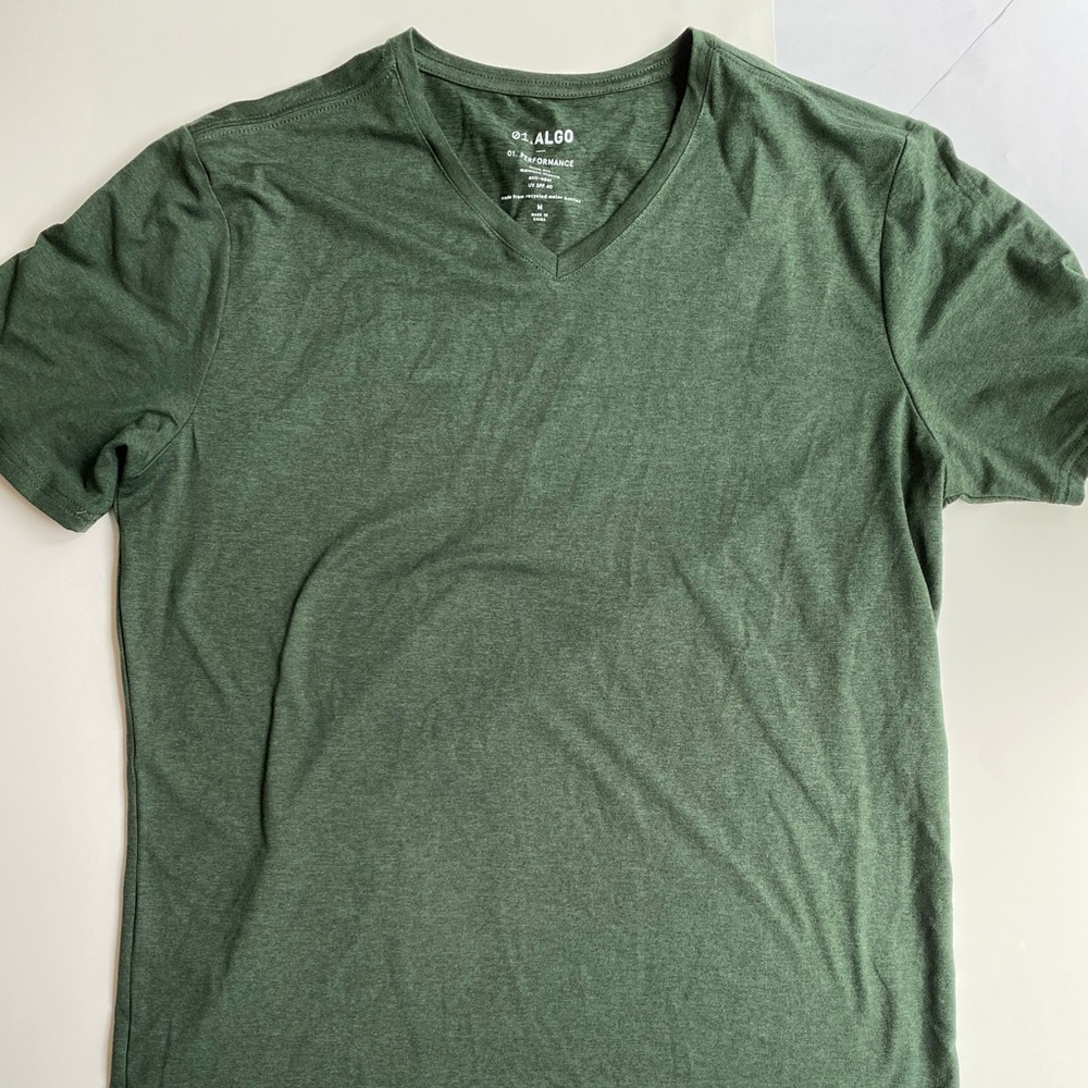 01 .Algo- Green V-Neck T-Shirt